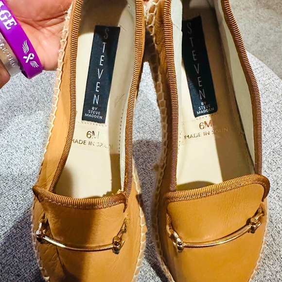 Steven By Steve Madden Womens Ellaine Leather Espadrilles Tan 6M new w/o tags - Picture 3 of 8